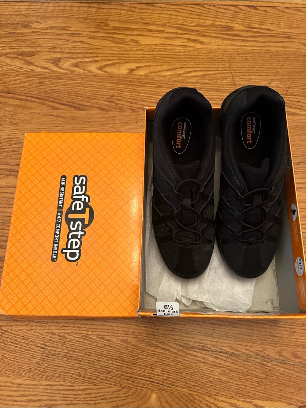 Women’s Black Comfort Slip-On Shoes safety Step Sz 6 1/2